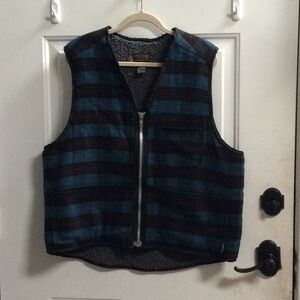 Y2K Quicksilver men’s green plaid wool vest Sz M